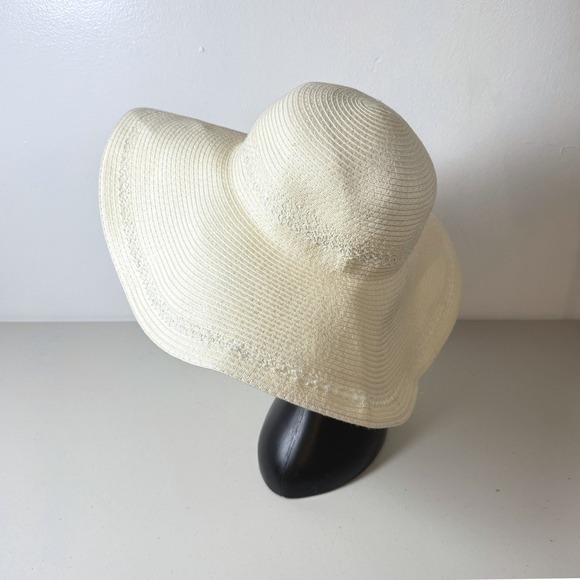 NWT New NORDSTROM RACK Womens Ivory Straw Rollable Packable Wide‎ Brim Sun Hat - Picture 3 of 9